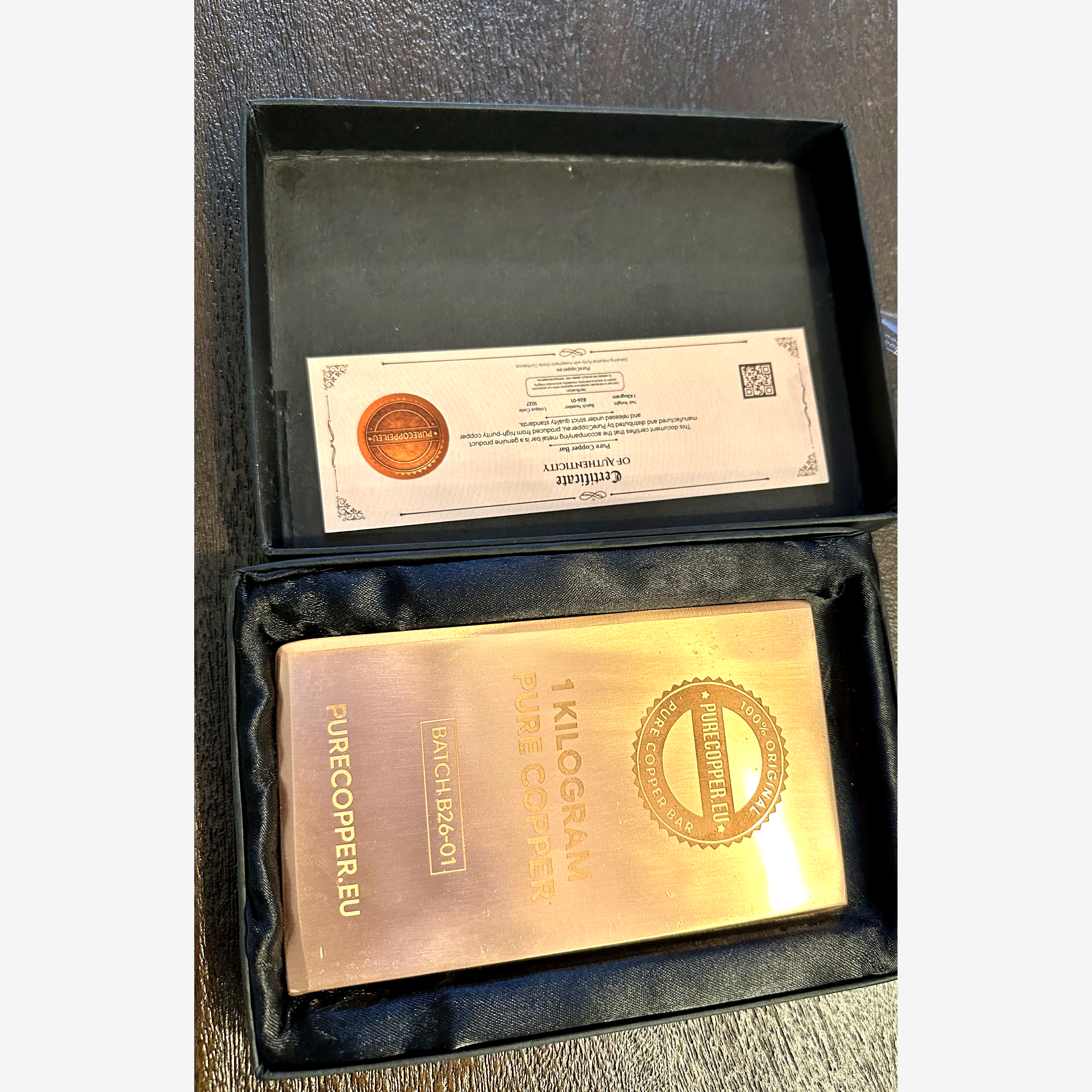 Pure Copper Bar 1 KG with certificate